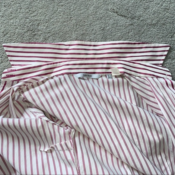 Zara Metallic Pink Stripe Dress Shirt - Picture 2 of 11